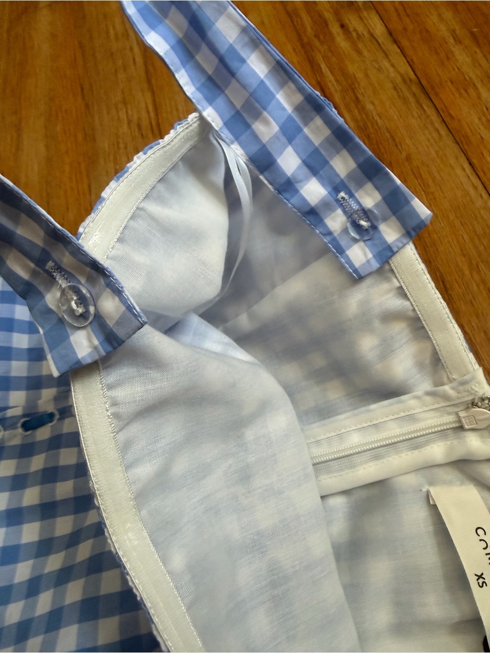 Commense Blue Gingham Midi Dress with Square Neck & Wide Straps - Picture 12 of 13